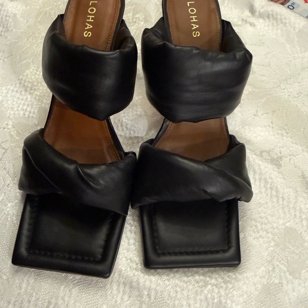 Alohas Natasha Puffy Leather Mule Heels Black EU 40 - Picture 2 of 12